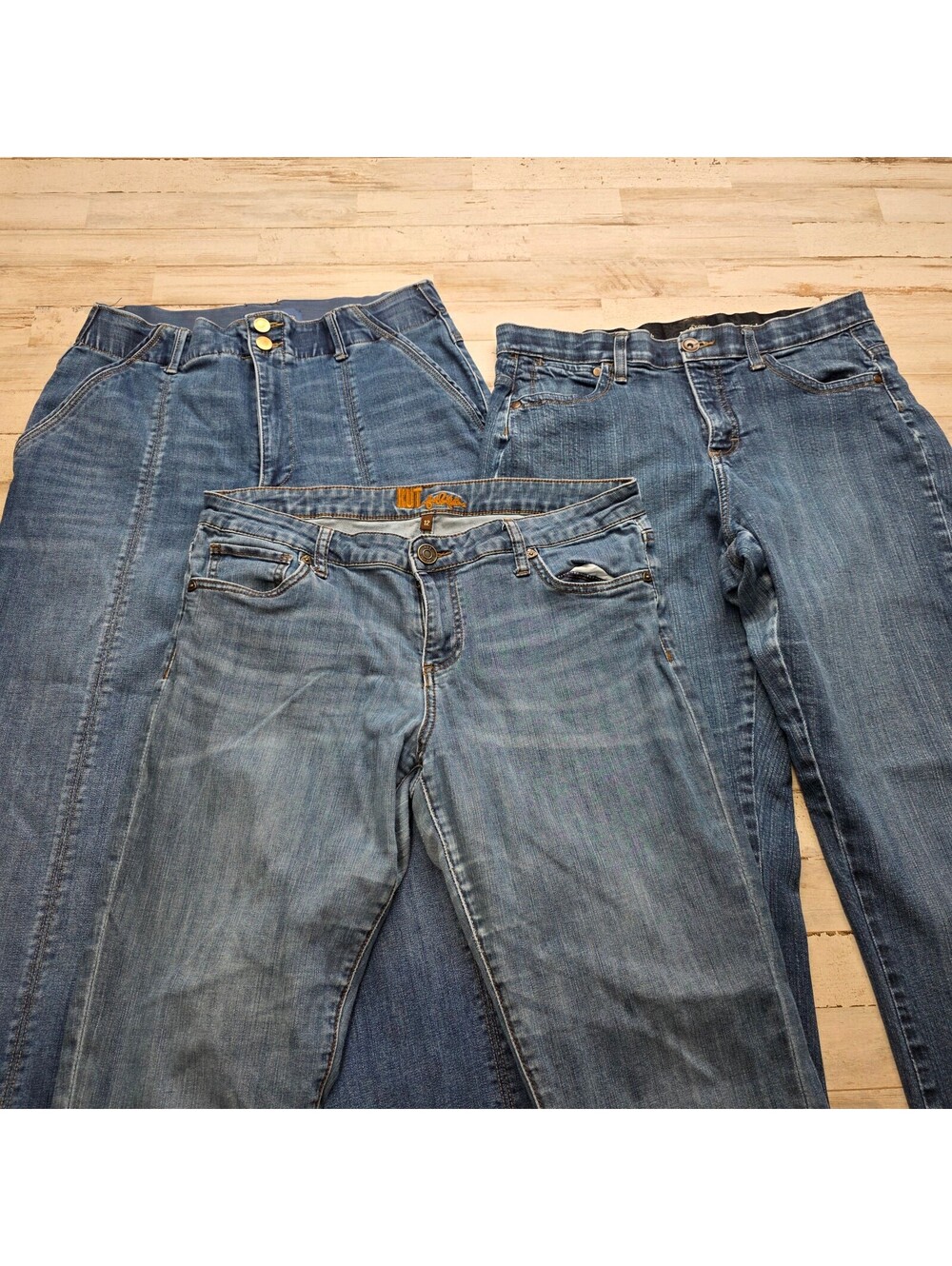 Lot 3 Womens Size 12 Denim Jeans Lee Democracy Comfort Kut Stretch Fits 32 Waist